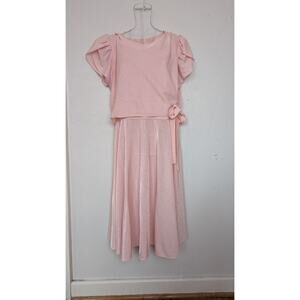 Vintage 60s Rose Pink Fluttersleeve  Balletcore Layered Midi Dress Sz Large